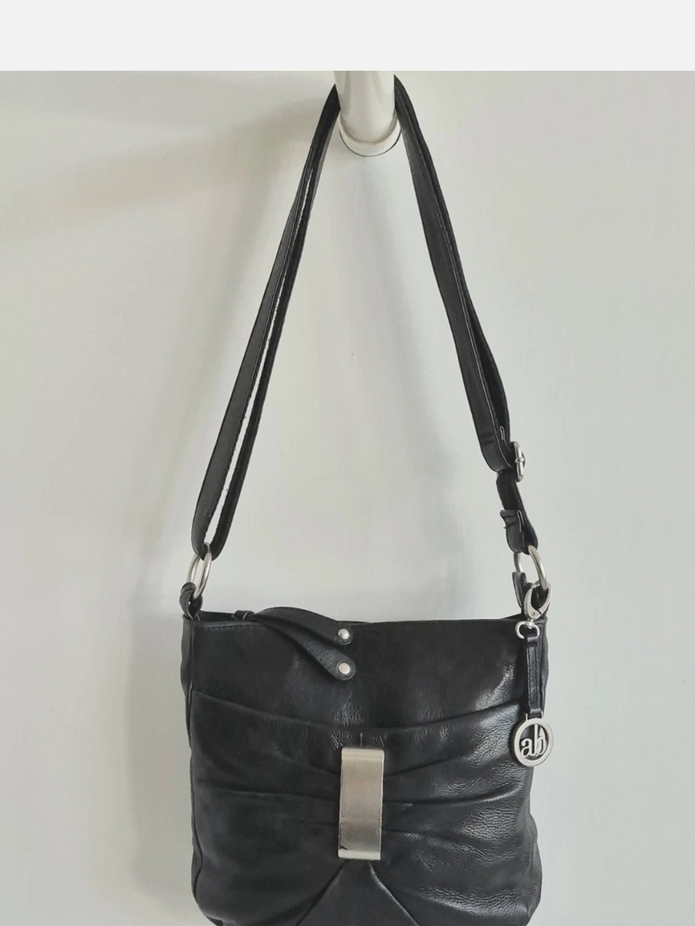 Audrey Brooke Black Shoulder Bag with Silver Hardware